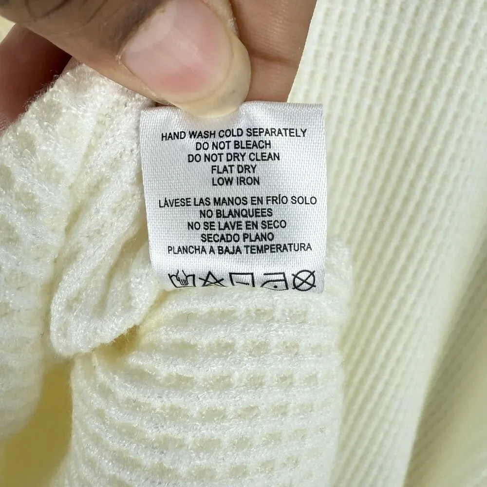 Ninety Clothing Co XL Ivory Knit Sweater Relaxed With Button Accents